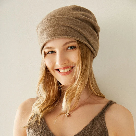 100% Goat Cashmere Knitting Headgears for Women