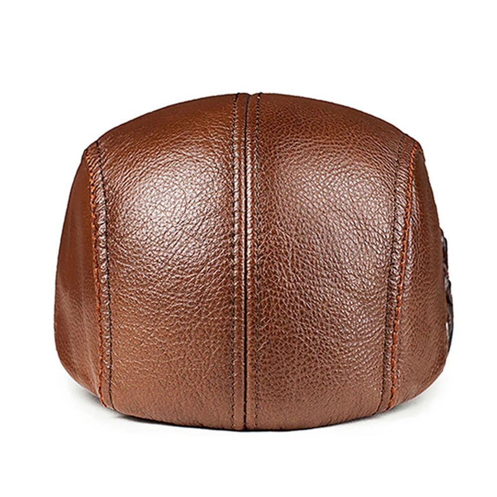 Beret Cowskin Ivy Cap Genuine Leather High Quality Brand