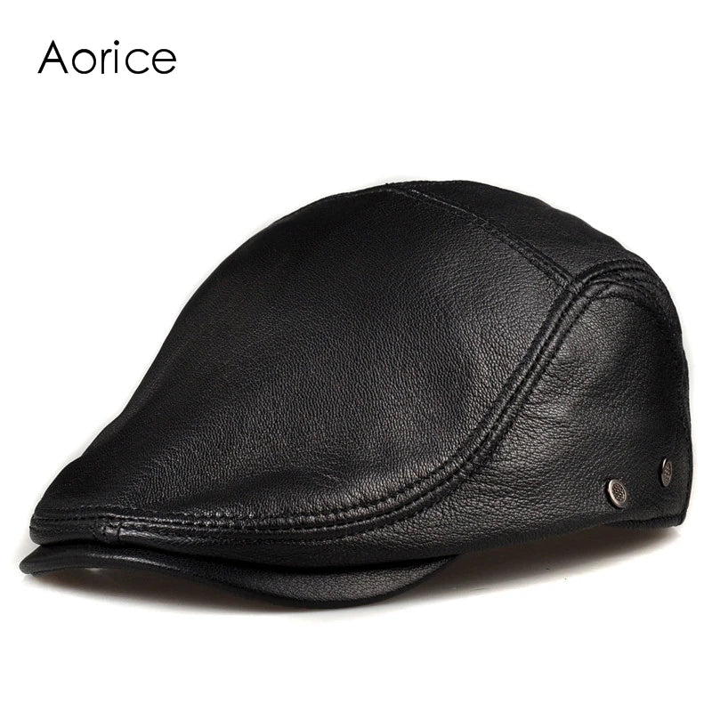 Genuine Leather Baseball Cap for Men