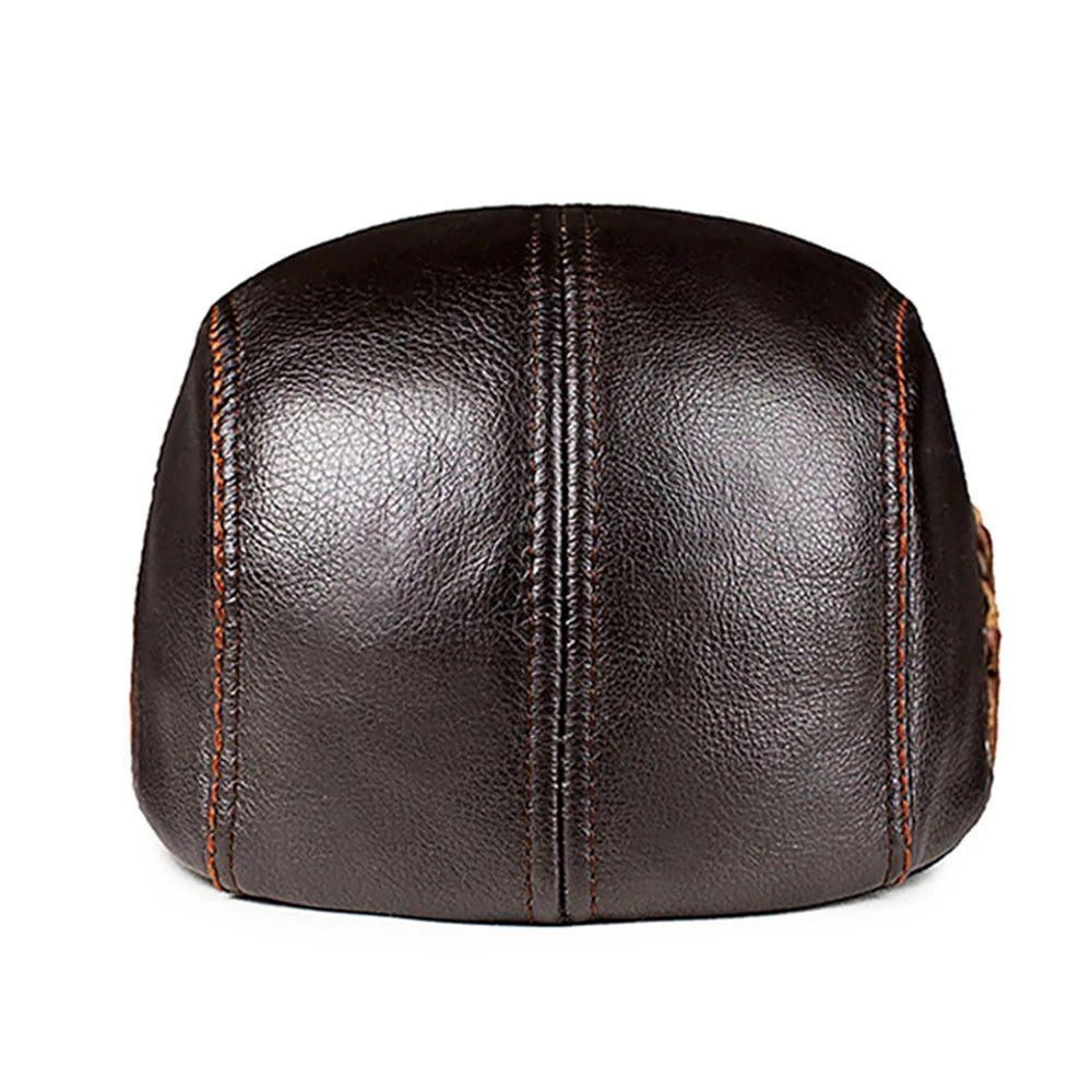 Beret Cowskin Ivy Cap Genuine Leather High Quality Brand