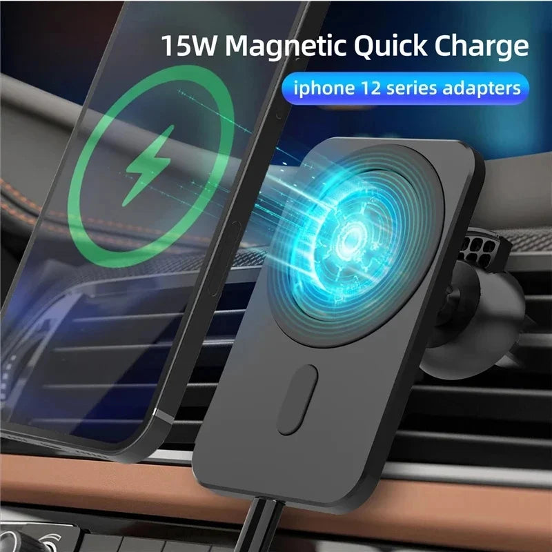 Magnetic Car Holder with a 15w Fast Qi Wireless Charging